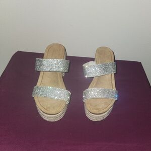 Madden Girl Womens Glitter Strap Sandals Size 6